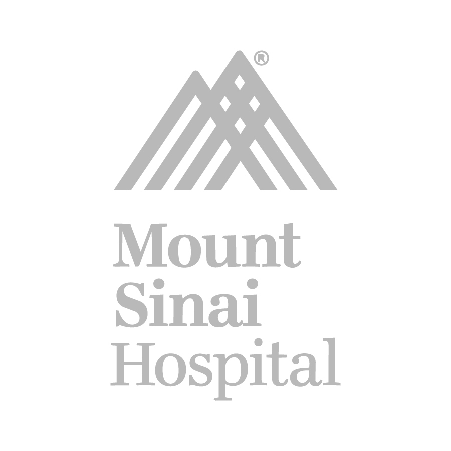 Gray logo with three overlapping mountain-like lines above the words Mount Sinai Hospital in large, bold text, all set against a light background.