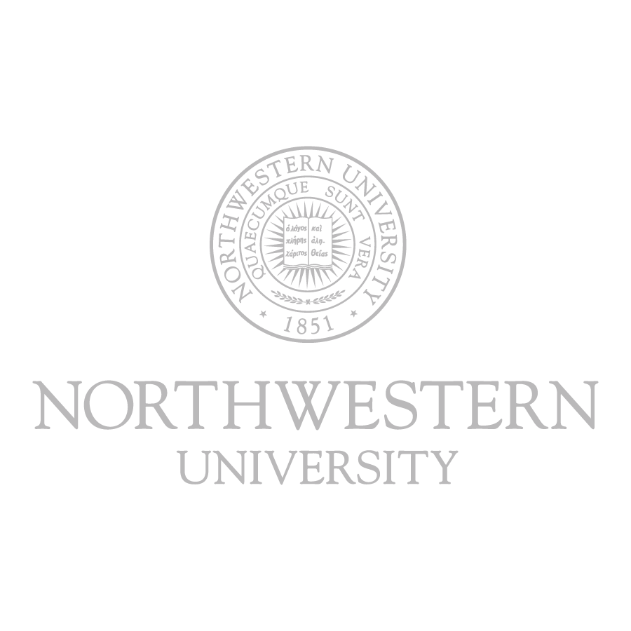 Northwestern University logo with the university seal above the name Northwestern University in large gray text on a light background.